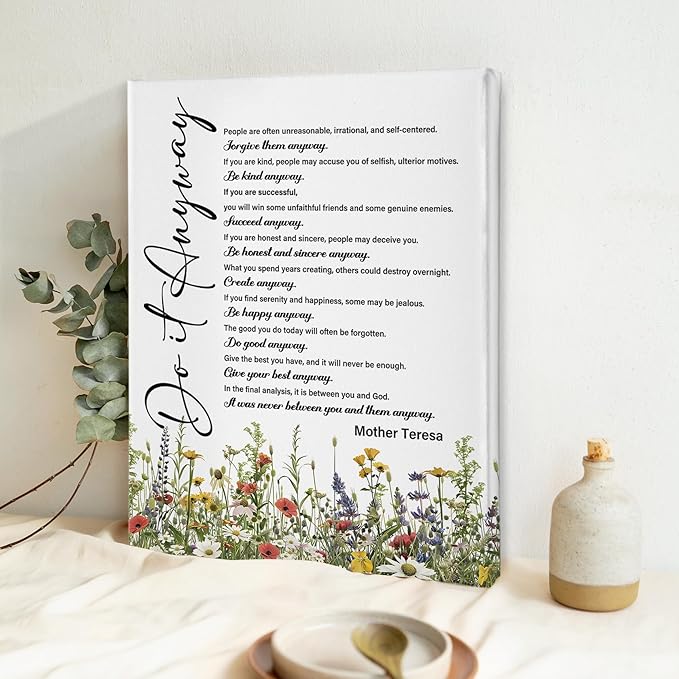 Nitelat Inspirational Motivational Wall Art Decor - Do It Anyway Mother Teresa Quotes Canvas Wall Art Decor For Home Office, Inspirational Motivational Decorations 11x15 Inch