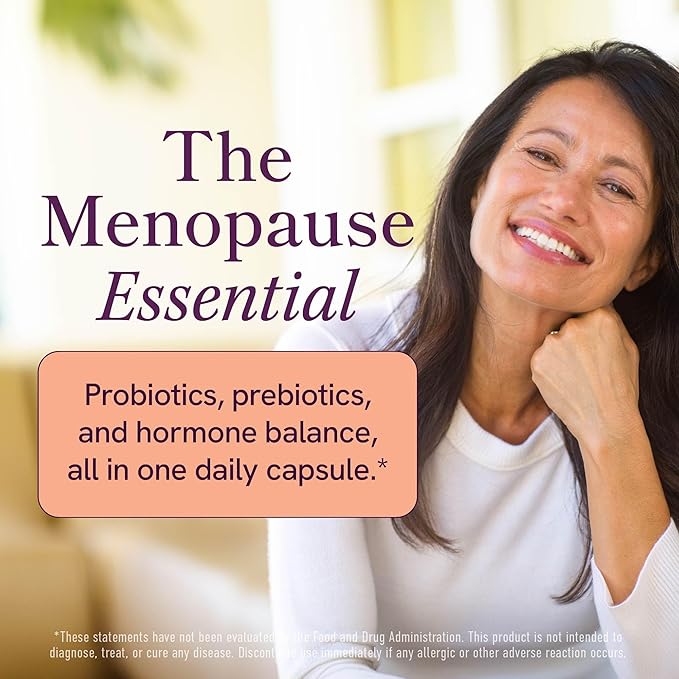 Menopause Support with Prebiotics and Probiotics for Women | Hormone Balance, Hot Flashes & Night Sweats | 50 Billion CFU, DIM & Black Cohosh | Triple Action Menopause Supplements for Women | 30 Ct