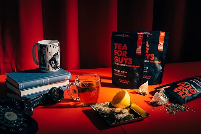 Tea For Guys: Vitality Blend – Natural Support for Testosterone, Libido, Prostate and Male Fertility | Herbal Tea for Energy & Wellness – 20 Biodegradable Tea Bags