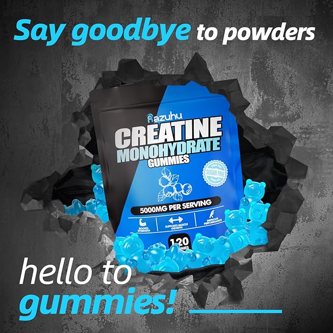 Pre Workout hcl creatine monohydrate Gummies, 120 Blue chew for Men(Blueberry), creatine hcl Energy Supplement for Women, whey Protein Isolate Vital Source Feminine Gummies