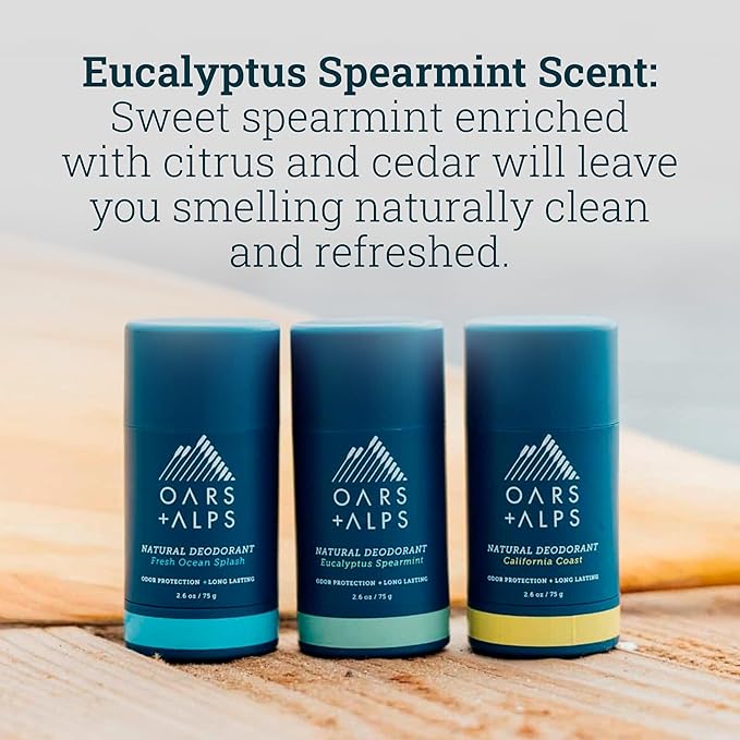 Oars + Alps Aluminum Free Deodorant for Men and Women, Dermatologist Tested and Made with Clean Ingredients, Travel Size, Variety, 3 Pack, 2.6 Oz Each