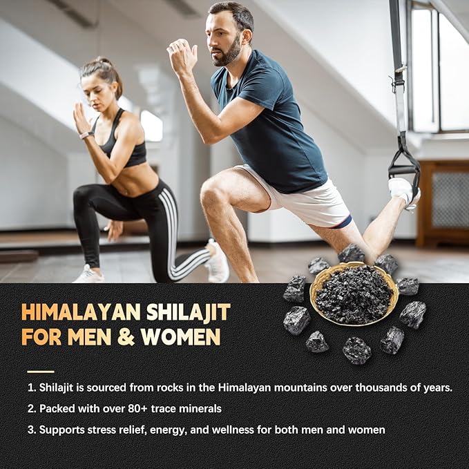Shilajit Capsules 18000mg with Ashwagandha, Rhodiola Rosea, Panax Ginseng, Cordyceps, Turmeric, Ginkgo, Fulvic Acid Trace Minerals Supplement for Men & Women 60 Count Non-GMO Gluten-Free 2pack