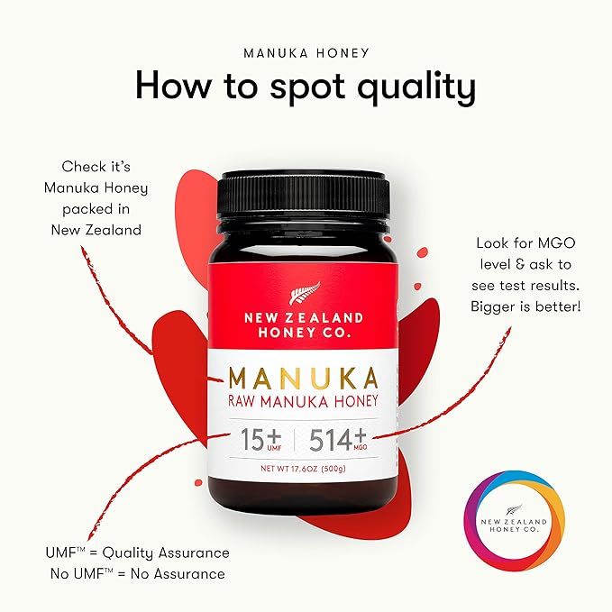 New Zealand Honey Co. Raw Manuka Honey UMF 15+ | MGO 514+, UMF Certified / 17.6oz