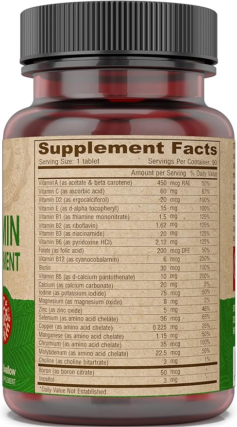 DEVA Vegan Iron-Free Multivitamin & Mineral Supplement 2-Pack, Vitamin C, D2, E & B-Complex, Biotin, 90 Tiny Tablets Each