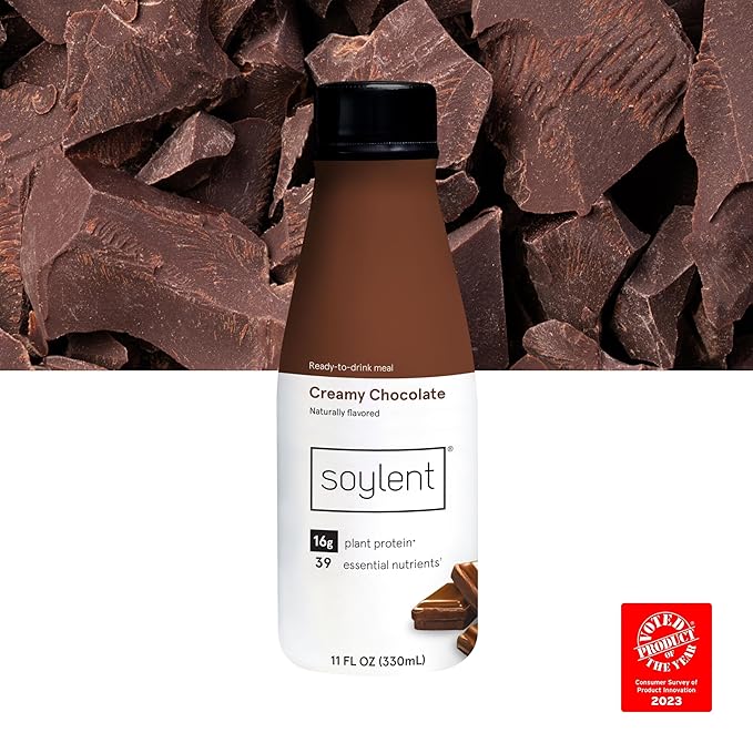Soylent Chocolate Meal Replacement Shake, Contains 16g Complete Vegan Protein, Ready-to-Drink, 11oz, 24 Pack