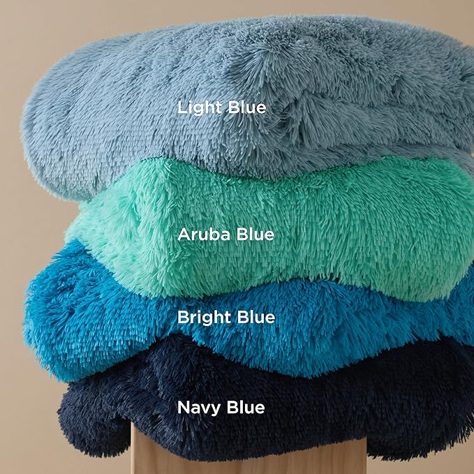 Bedsure GentleSoft Fluffy Navy Blue Blankets Queen Size for Bed, Thick Sherpa Fleece Faux Fur Fuzzy Plush Winter Warm Soft Full Queen Blankets, Bedroom Decor Blue Gifts for Women Men, 90x90