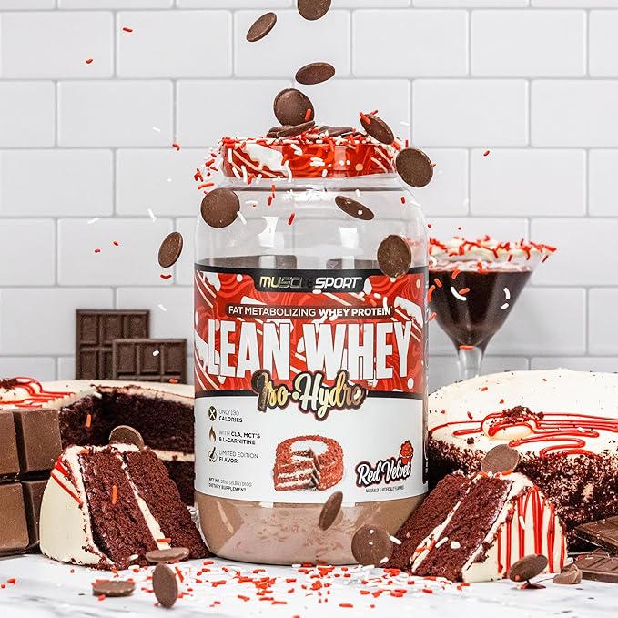 Musclesport Lean Whey Revolution™ Protein Powder - Whey Protein Isolate - Low Calorie, Low Carb, Low Fat, Incredible Flavors - 25g Protein per Scoop - 2lb Red Velvet