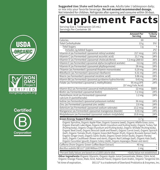 Garden of Life Superfoods Sips, 30 Servings, Vitamins, Probiotics, 26 Organic Superfoods, Functional Mushrooms, Energy Greens, Once Daily, Organic, Vegan, Preservative-Free, Citrus Flavor