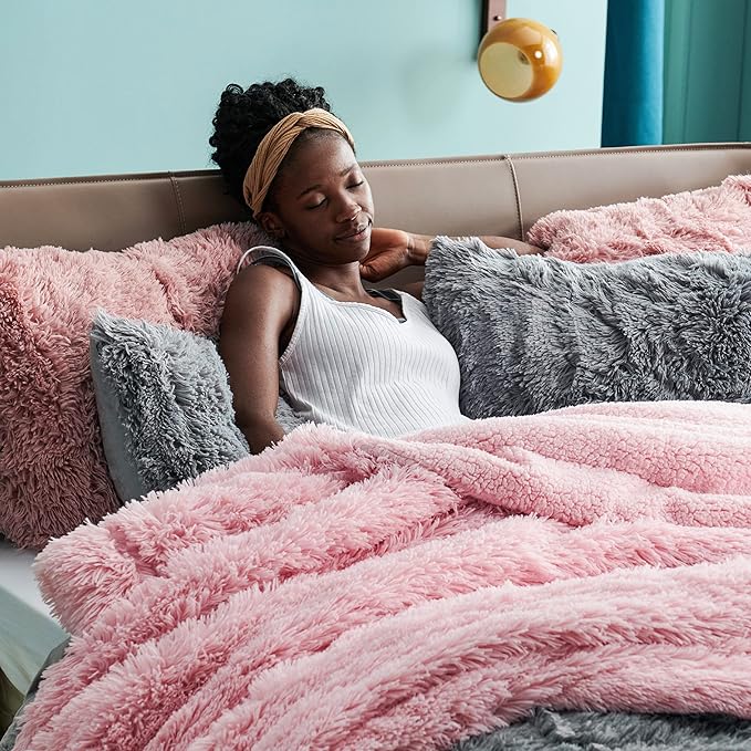 Bedsure GentleSoft Fluffy Pink King Size Blanket for Bed, Thick Soft Sherpa Faux Fur Fleece Bedding Fuzzy Plush Winter Warm Heavy Big Large King Blanket, Cozy Pink Gifts for Men Women, 108x90