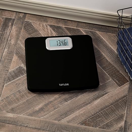 Taylor Digital Bath Scale with Antimicrobial Surface Protection, Bathroom Scale for Body Weight, 400 lbs. Black