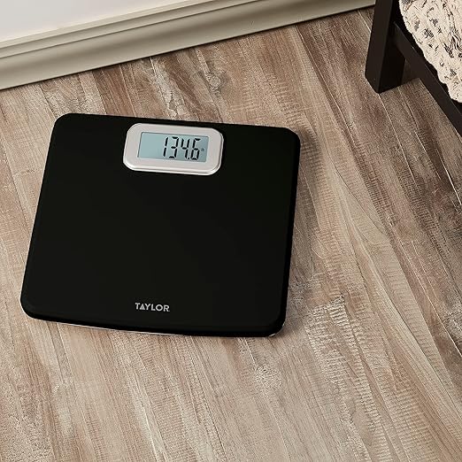 Taylor Digital Bath Scale with Antimicrobial Surface Protection, Bathroom Scale for Body Weight, 400 lbs. Black