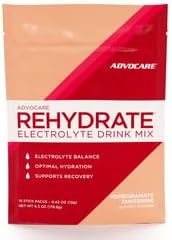 AdvoCare Rehydrate Electrolyte Drink Mix - Hydration & Recovery Drink with Sodium, Potassium & More - Pomegranate Tangerine - 15 Hydration Packets
