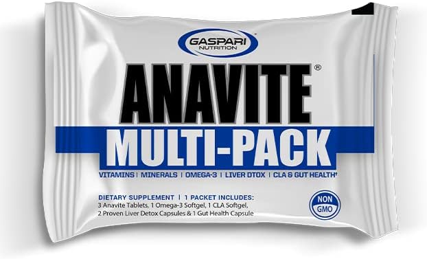 Gaspari Nutrition Anavite, Full Spectrum Multi-Vitamin Packs, Anavite Multivitamins, CLA, Omega 3s, Proven Gut, and Proven Liver Detox, All in 1 (30 Servings, 5 in 1 Multivitamin Pack)