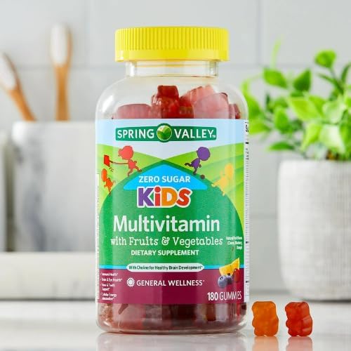 Spring Valley Zero Sugar Kids Multi Gummy, 180 Count + Dri Store Sticker.