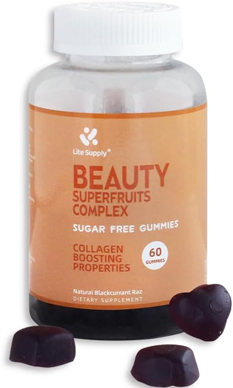 Women's Beauty Superfruits Complex and Multi Vitamin Gummies, 15 Essential Nutrients In One for Beauty Skin Hair Nails, Collagen Boosting Properties Niacinamide Vitamin E A C Zinc Grape Seed