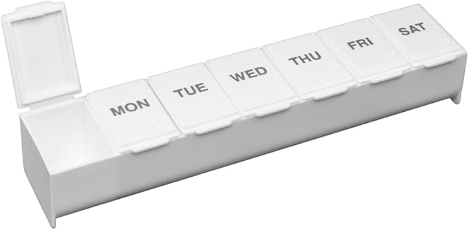 EZY DOSE Weekly (7-Day) Pill Case, Medicine Planner, Vitamin Organizer Box, Convenient and Easy to Use, Large Compartments, Travel Friendly, White, Made in the USA, BPA Free
