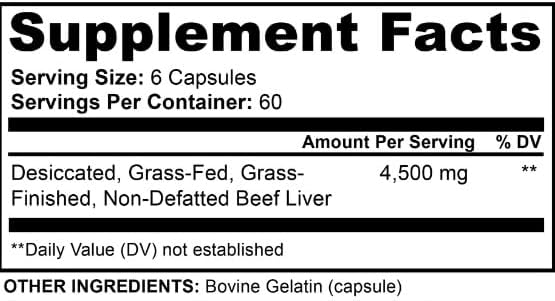 Ancient Origins Grass Fed Beef Liver Two Month Supply, Supports Energy Production, Cleansing, Digestion, Immunity and Full Body Wellness, Non GMO, Freeze Dried Liver Supplement, 360 Capsules
