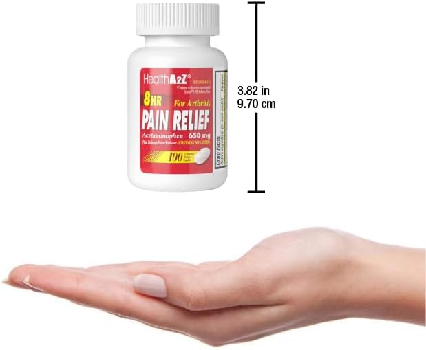 HealthA2Z® Pain Relief Extended Release | Acetaminophen 650mg | 8 Hours | Arthiritis Pain | Pain Reliever - Fever Reducer | Contains no Aspirin (100 Count)