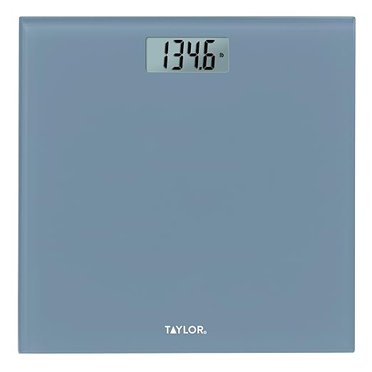 Taylor Digital Glass Bathroom Scale for Body Weight, Accurate High Precision and Durable Platform, Digital Weighing Machine for People, Easy-to-Read Display, 350 lb Capacity, Slate Blue