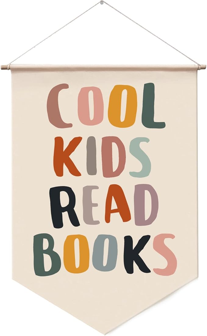 Cool Kids Read Books Wall Hanging, Classroom Wall Decor, Read Corner, Book Lover Gift, Kids Wall Decor, School Wall Hanging Banner, Reading Quote Banner, Playroom Reading Book