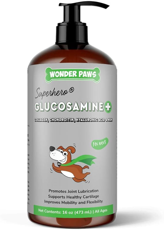 Premium Liquid Glucosamine for Dogs Strength Joint Support, Flexibility, Cartilage & Mobility - Hip and Joint Supplement with Chondroitin, MSM, Collagen & Hyaluronic Acid (16 Oz)
