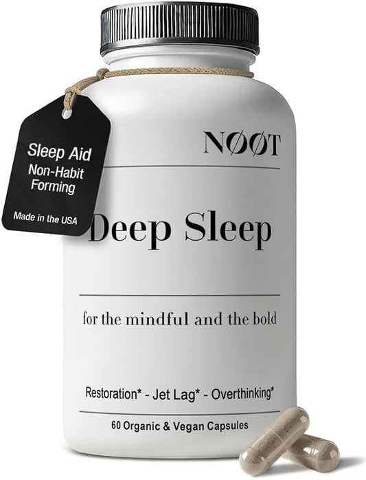 Deep Sleep - All Natural Sleep Aid for Adults and Students Non Habit Forming Sleeping Pills for Adults No Jet Lag & Travel Recovery Biohacking & Nootropics 60 Capsules, 1 Month Supply