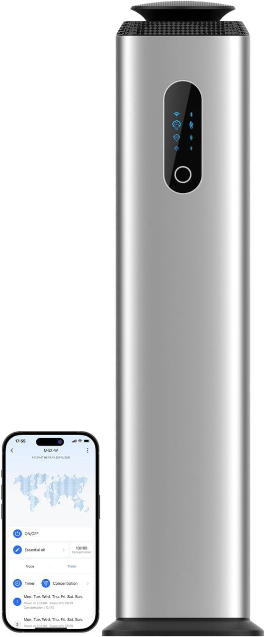 1000ML- Commercial Diffuser Machine With WIFI App Control for Whole House - Cover 10000 Sq Ft - Tower Hotel Scent Diffuser - Scent Air Machine & Waterless Essential Oil Diffuser for Large Room -Silver