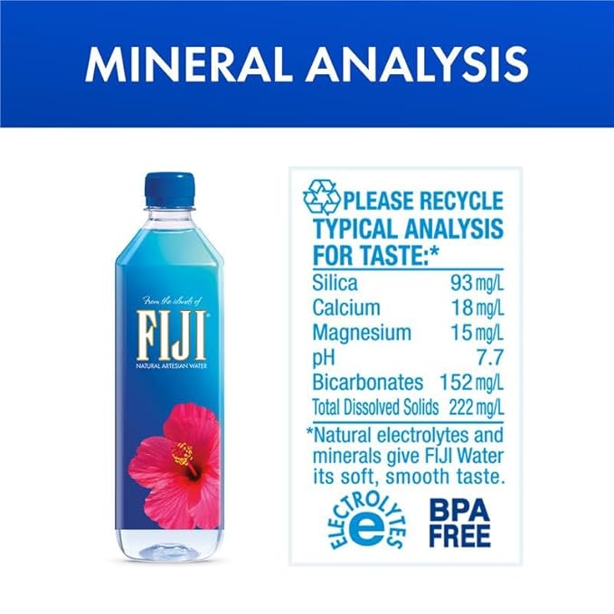 FIJI Natural Artesian Bottled Water 700mL / 23.7 Fl Ounce (Pack of 12) - 100% Natural Electrolytes