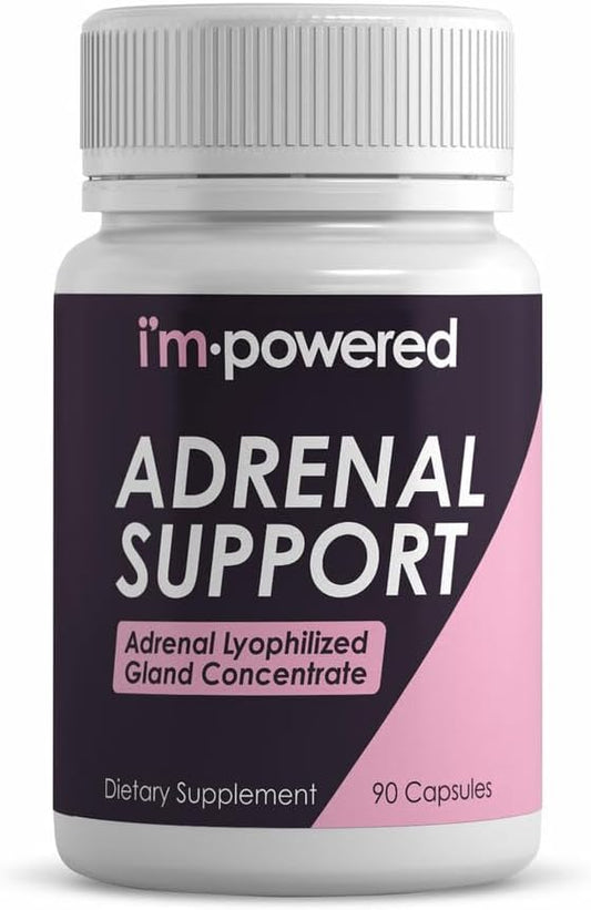 I'm Powered Adrenal Support, Natural Glandular Supplement with Bovine Adrenal Tissue, 200mg, 90 Capsules
