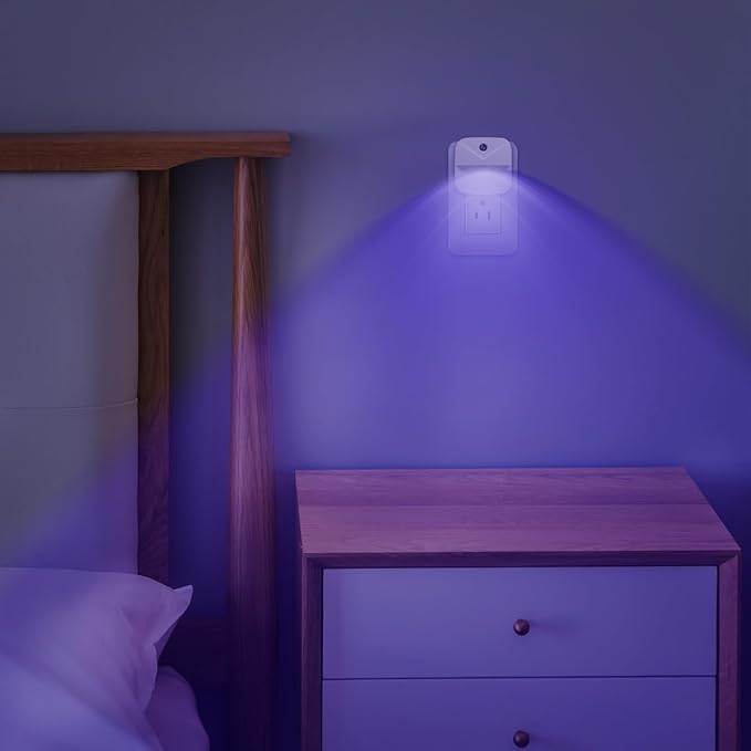 KINUR 6 Pack LED Blue Night Light Plug in, Dusk to Dawn Sensor Automatic on and Off, Energy efficient, Soft Glow nightlights for Kids, Nursery, Bedroom, Bathroom, Hallway, Stairs, Kitchen