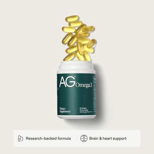AG1 Omega 3 Fish Oil Softgels – 2000mg EPA & DHA from Wild-Caught Fish, Supports Heart, Brain & Joint Health | 90 Capsules | Athletic Greens Supplement