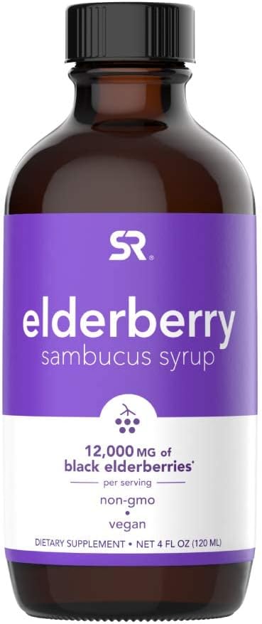Sports Research Elderberry Syrup for Immune Support - High Flavonoid - Non-GMO, Vegan - No Alcohol - Equivalent to 12,000mg of Black Elderberries per Serving (4oz)