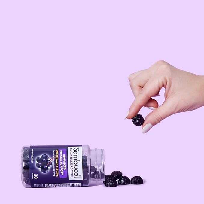 Sambucol Black Elderberry Gummies with Vitamin C & Zinc - Sambucus Elderberry Gummies for Immune Support, High Antioxidants, Gluten Free, Vegan, Elderberry with Zinc & Vitamin C for Adults - 30 Count
