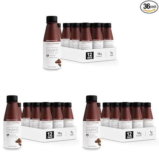 Soylent Chocolate Meal Replacement Shake, Contains 16g Complete Vegan Protein, Ready-to-Drink, 11oz, 36 Pack