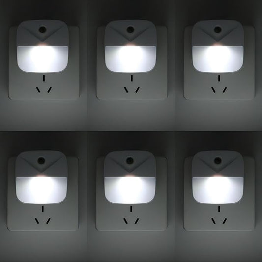 KINUR 6 Pack LED Night Light Plug into Wall, Daylight White Color Dusk to Dawn Sensor Automatic on and Off for Kids, Nursery, Bedroom, Bathroom, Hallway, Stairs, Kitchen