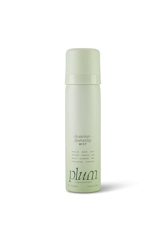 Plum's Cleansing + Hydrating Feminine Mist | Micellar Water & Hyaluronic Acid | Soothing Polypore Mushroom | pH-Balanced Vaginal Cleanser & Moisturizer | 1.6 oz