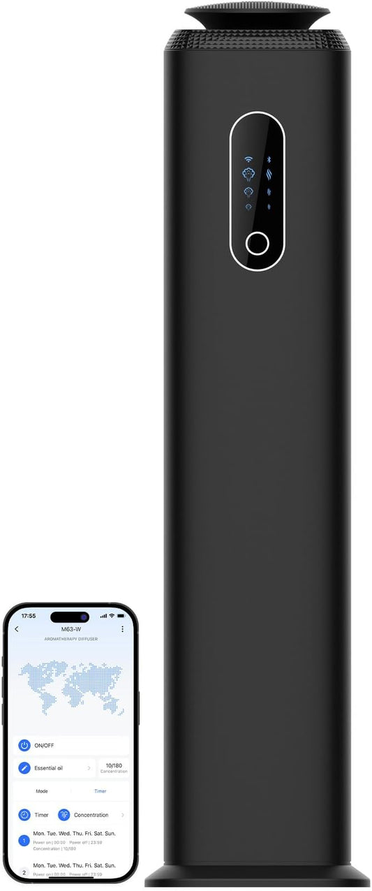 1000ML- Commercial Diffuser Machine With WIFI App Control for Whole House - Cover 10000 Sq Ft - Tower Hotel Scent Diffuser - Scent Air Machine & Waterless Essential Oil Diffuser for Large Room - Black
