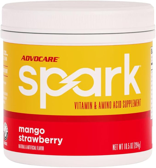 AdvoCare Spark Vitamin & Amino Acid Supplement - Focus & Energy Drink Powder Mix with Vitamin A, B-6, C & E - Also Includes L-Carnitine & L-Tyrosine - Mango Strawberry - 10.5 oz