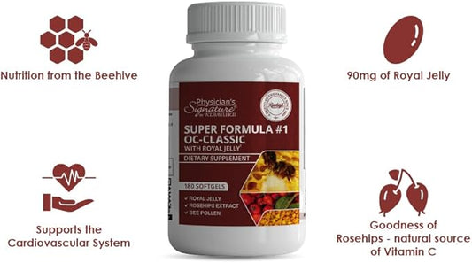 Rawleigh Super Formula No.1 OC-Classic: 180 Softgels with Royal Jelly & Bee Pollen Combined with Rosehips, Alpha lipoic Acid, & Vitamin B12, Non-GMO Supplement for Heart Health & Immune Support