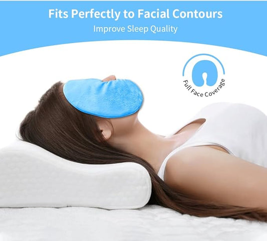 Heated Face Mask, Microwave Heating Pad for Face, Sinus Mask for Migraine, Tension, Stress, Headache, Relaxation (#33 Blue)