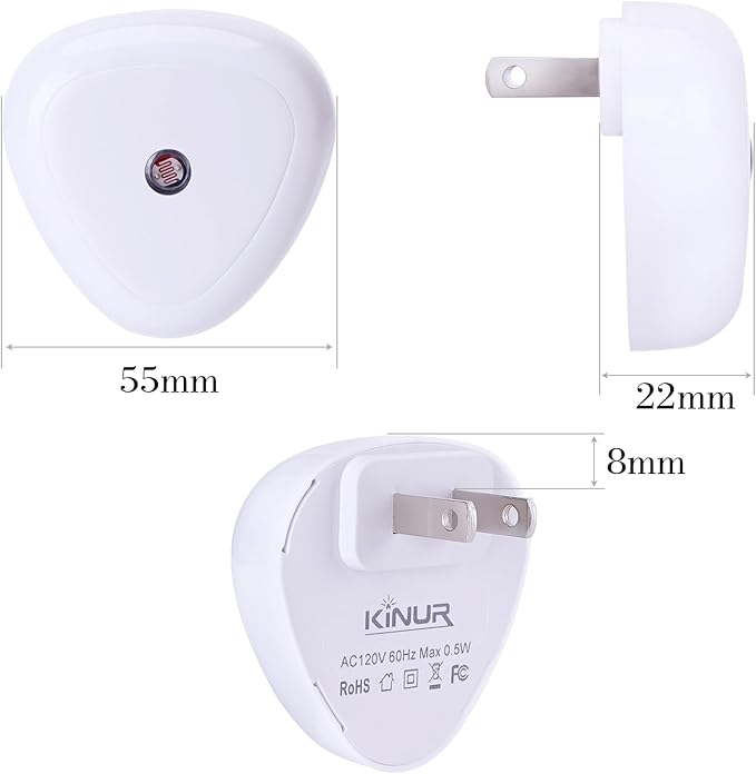 KINUR LED Night Light, 6 Pack Nightlights Plug into Wall, Dusk to Dawn Sensor Automatic On and Off Night Light, 0.5W Led Night Lamp for Kids, Nursery, Bedroom, Hallway, Stairs, Kitchen,Pink