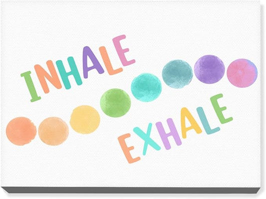 Inhale Exhale Wall Art,Yoga Room Wall Decor,Inhale Exhale Canvas Framed Wall Art Ready to Hang for Yoga Room Home Bedroom Therapy Office Nursery Classroom Wall Decor