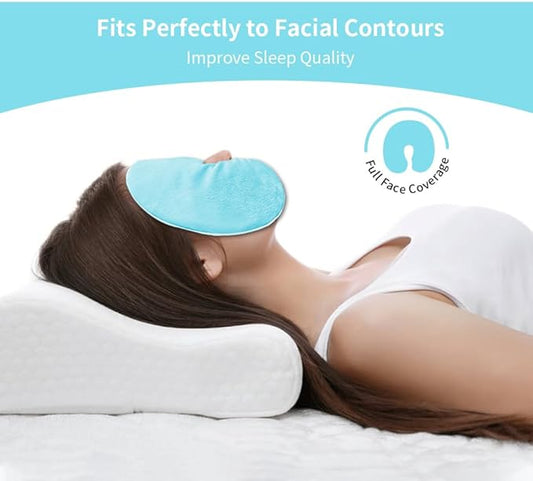 Heated Face Mask, Microwave Heating Pad for Face, Sinus Mask for Migraine, Tension, Stress, Headache, Relaxation (#6 Blue)
