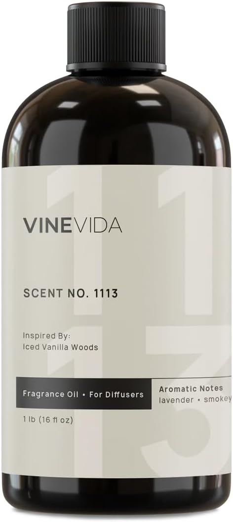 VINEVIDA [16 Fl Oz] Scent NO. 1113 Fragrance Oil for Cold Air Diffusers, Aromatic Notes of Vanilla, Lavender, Smokey & Woodsy Notes Essential Oils for Diffuser Oil Refill & Air Freshener Spray