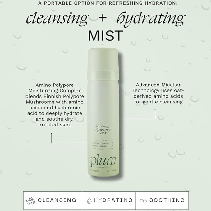 Plum Full Size Hydration Bundle: Hormone-Free Vaginal Moisturizing Serum & Cleansing Hydrating Mist Duo | pH-Balanced, Microbiome-Friendly, Long-Lasting Relief for Dryness & Irritation | 1 oz & 1.6 oz