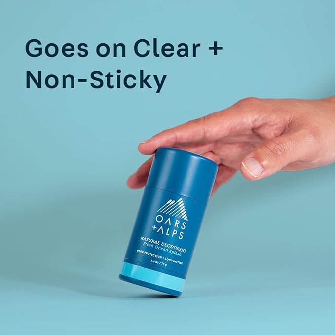 Oars + Alps Aluminum Free Deodorant for Men and Women, Dermatologist Tested and Made with Clean Ingredients, Vegan, Fresh Ocean Splash, 2 Pack, 2.6 Oz Each