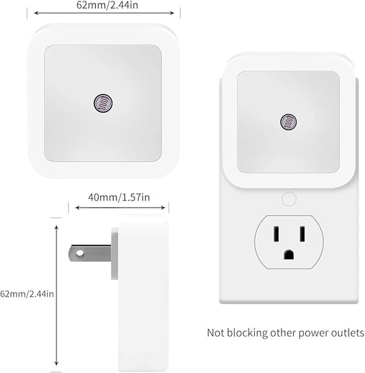 KINUR LED Night Lights Plug into Wall Daylight Color with Dusk to Dawn Night Light Plug in Sensor for Kids Room, Bedroom, Bathroom, Baby Nursery,Stair Lights, Hallway Light 6 Pack