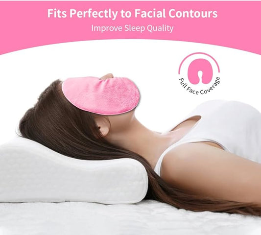 Heated Face Mask, Microwave Heating Pad for Face, Sinus Mask for Migraine, Tension, Stress, Headache, Relaxation (#3 Rose)