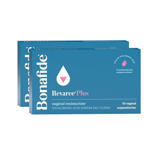 Revaree Plus by Bonafide. Vaginal Moisturizer with 10mg Hyaluronic Acid & Soothing Sweet Almond Oil. — 2-Month Supply (20 Inserts)
