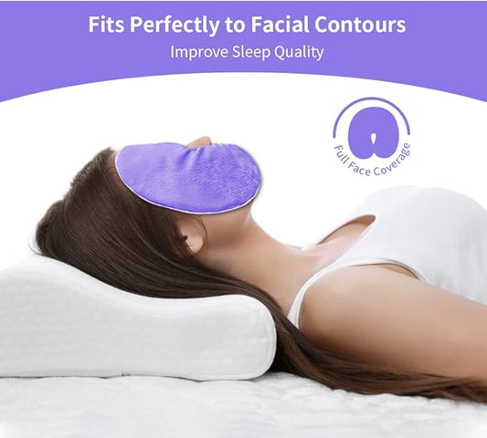 Heated Face Mask, Microwave Heating Pad for Face, Sinus Mask for Migraine, Tension, Stress, Headache, Relaxation(with Washable Cover), Hot Cold Use - Purple